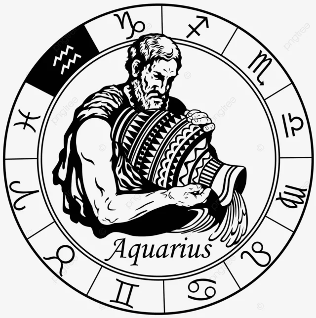 Pngtree Aquarius Zodiac Sign Black White Circle Horoscope Man Vector Png Image 32446734